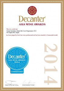 Decanter Asia Wine Award MONTE DEI COCCI 2012